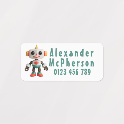 Customizable Robot Kids Clothing Labels