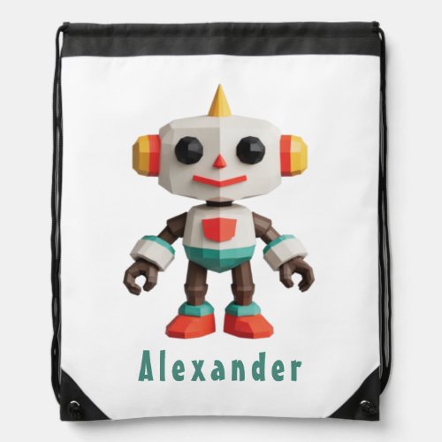Customizable Robot Kids Drawstring Bag