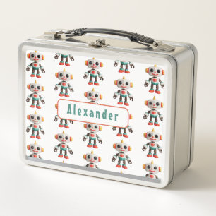 Customizable Robot Kids Metal Lunch Box