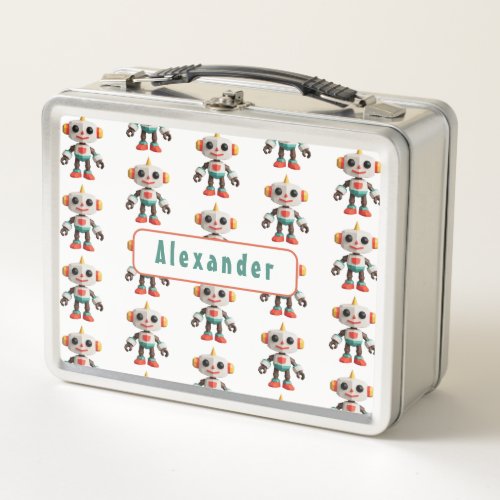 Customizable Robot Kids Metal Lunch Box
