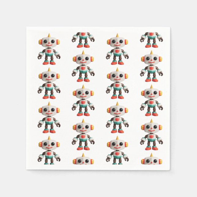 Customizable Robot Kids Napkins (Front)