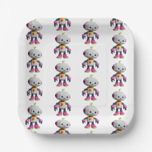 Customizable Robot Kids Paper Plates
