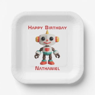 Customizable Robot Kids Paper Plates