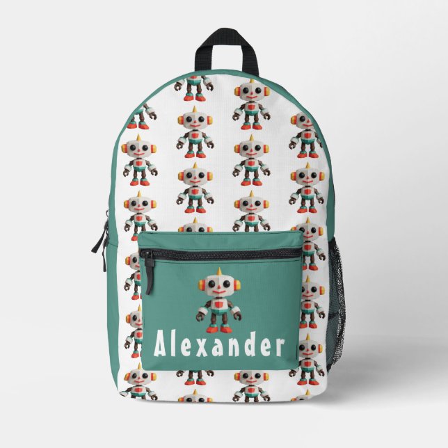 Customizable Robot Kids Printed Backpack (Front)
