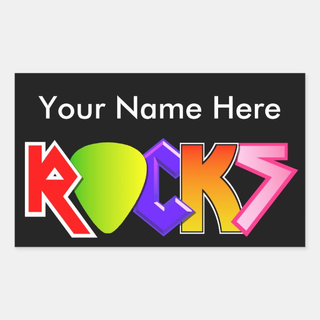 Customizable Rock and Roll Sticker (Black) (Front)