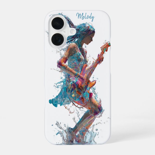 Customizable Rock’n Roll Woman – Guitar Art iPhone Case (Back)