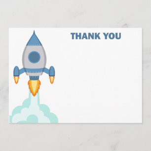 Customizable Rocket Ship Thank You card