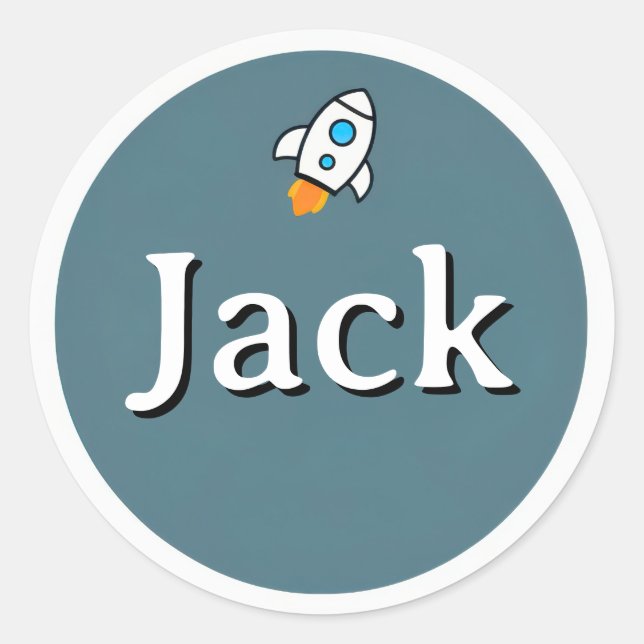 Customizable Rocket Space Kids Name Sticker (Front)