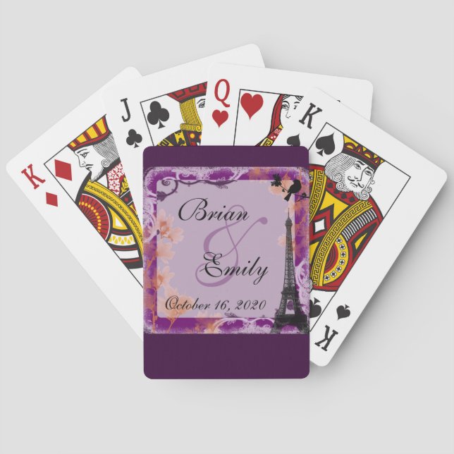 Customizable romanitc eiffel tower playing cards (Back)