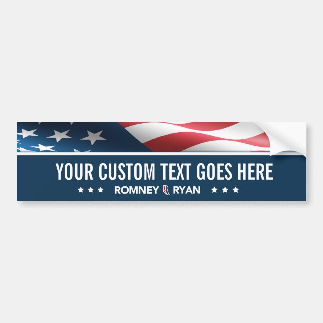 CUSTOMIZABLE Romney Ryan Flag Bumper Sticker (Front)