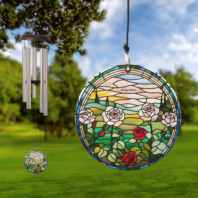 Customizable Rose Garden Stained Glass Look  Wind Chime (Outdoor)