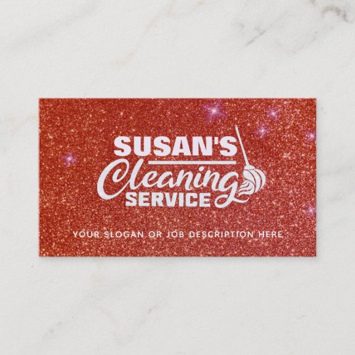 Customizable Rose Glitter Cleaning Business Cards