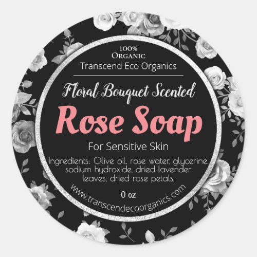 Customizable Rose Soap Label Handmade Business