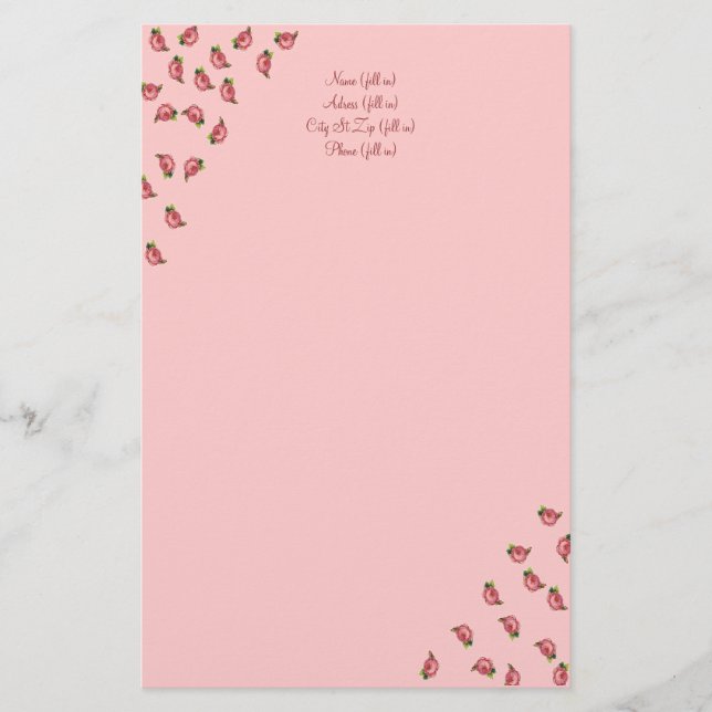 Customizable Rose Stationery - Include your name (Front)