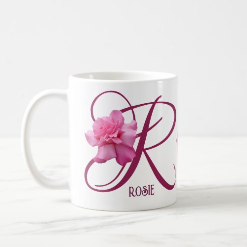 Customizable Rosie name pink rose flowers boho  Coffee Mug