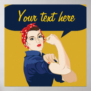 Retro Rosie the Riveter Vintage Poster Wall Art Print Home Feminist 40/'s Lady