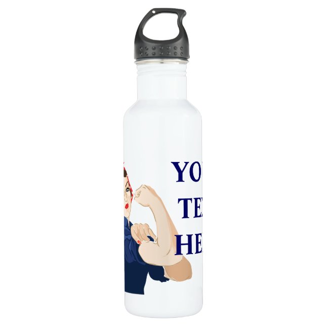 Customizable Rosie Riveter Stainless Steel Water Bottle (Front)