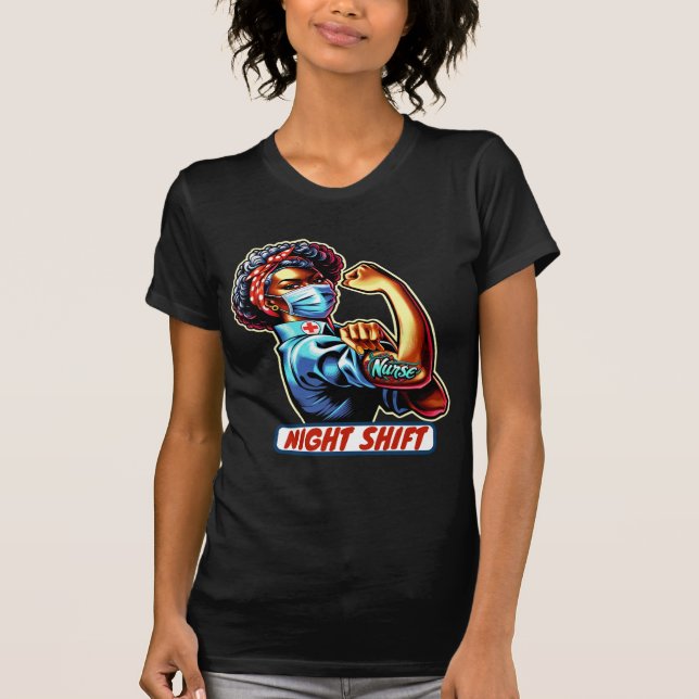 Customizable Rosie the Riveter Nurse T-Shirt (Front)
