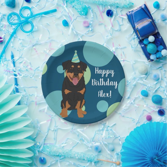 Customizable Rottweiler Birthday  Paper Plates (Party)