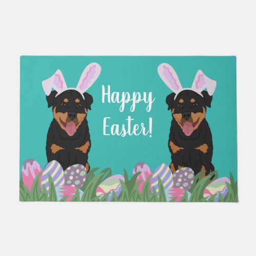 Customizable Rottweiler Easter   Doormat