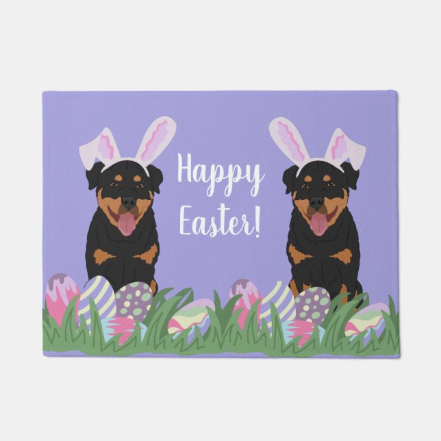 Customizable Rottweiler Easter  Doormat (Front)