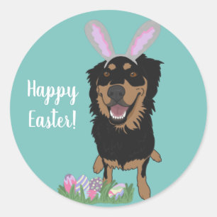 Customizable Rottweiler Mix Easter Classic Round Sticker
