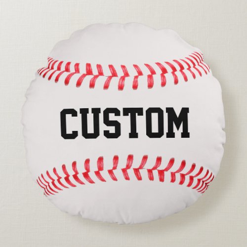 Customizable Round Baseball Throw Pillow