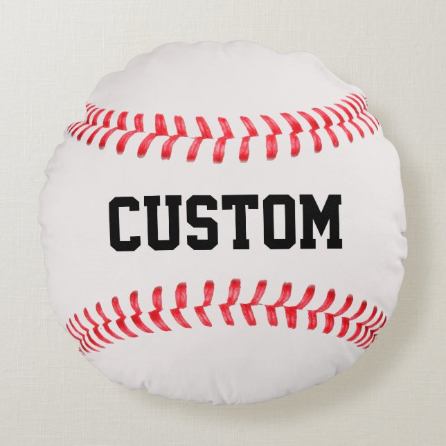 Customizable Round Baseball Throw Pillow (Front)