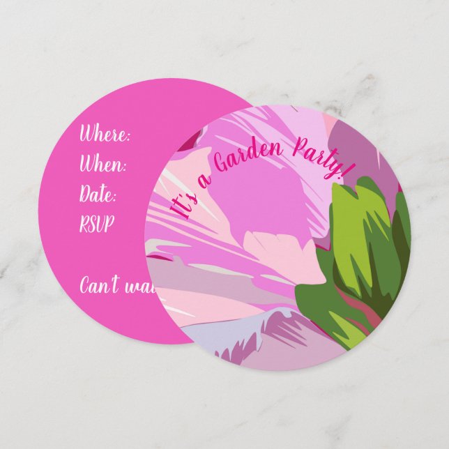 Customizable Round Floral Invitations (Front/Back)