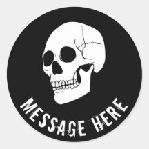 Customizable Round Skull Sticker Orange Background