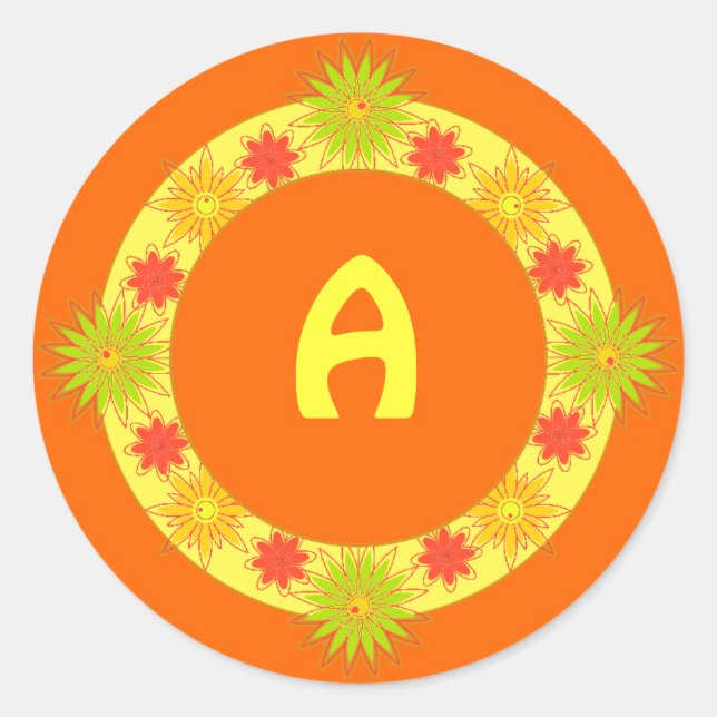 Customizable Round Stickers with Yellow Flowers (Front)