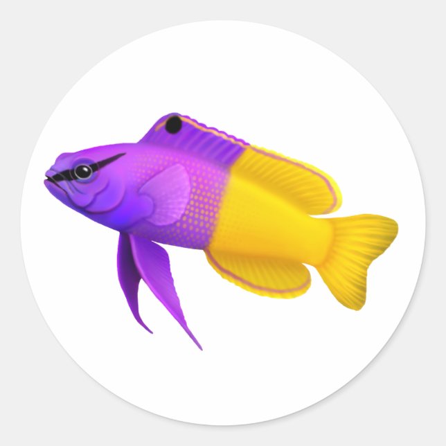 Customizable Royal Gramma Reef Fish Sticker (Front)