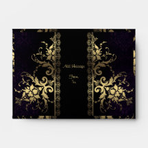 Customizable Royal Themed Black and Gold Envelope