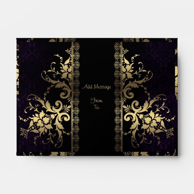 Customizable Royal Themed Black and Gold Envelope (Front)