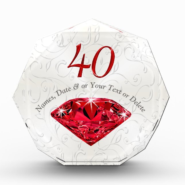 Customizable Ruby 40 Year Anniversary Gift Ideas (Front)