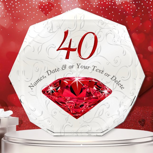 Customizable Ruby 40 Year Anniversary Gift Ideas (Ruby, 40 year anniversary gift. 40th wedding anniversary gift for wife, couple, friends and family.)