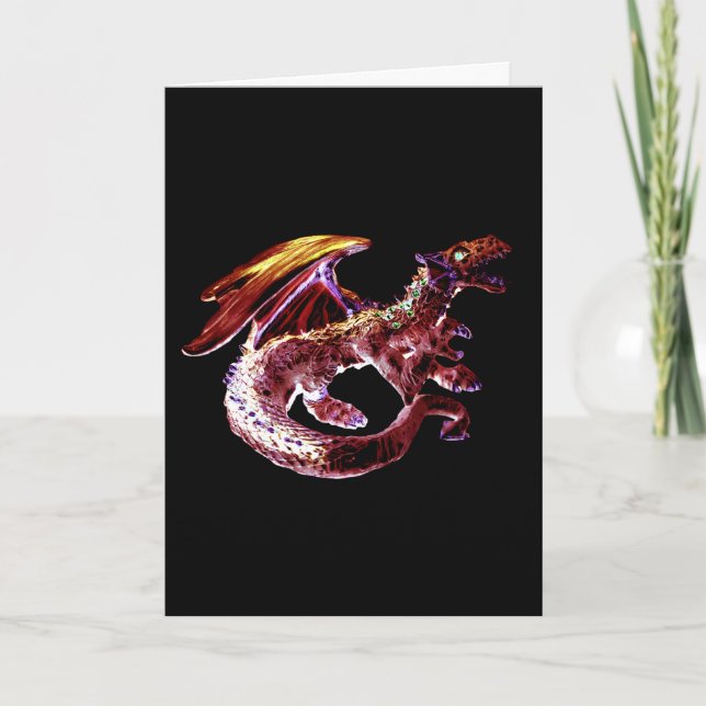 Customizable Ruby Red Dragon Greeting Card (Front)