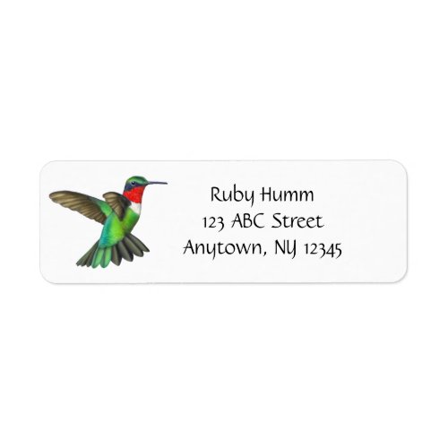 Customizable Ruby Throated Hummingbird Label