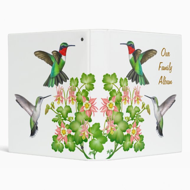 Customizable Ruby Throated Hummingbirds Avery 3 Ring Binder (Background)