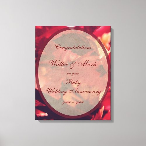 Customizable Ruby Wedding Anniversary Canvas Print