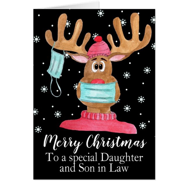 Customizable Rudolph Face Masked Reindeer Cards (Front)