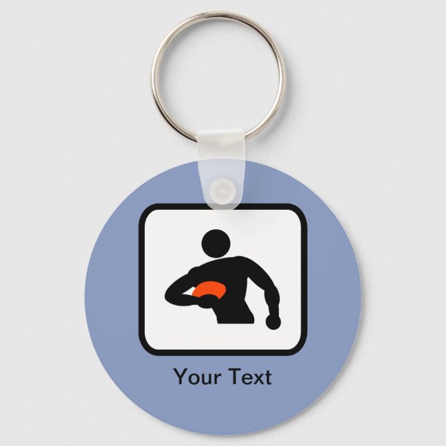 Customizable Rugby Player Logo Keychain (Front)