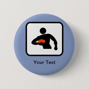 Customizable Rugby Player Logo Pinback Button