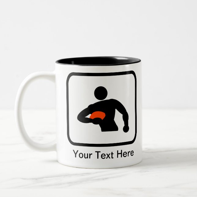 Customizable Rugby Player Logo Two-Tone Coffee Mug (Left)