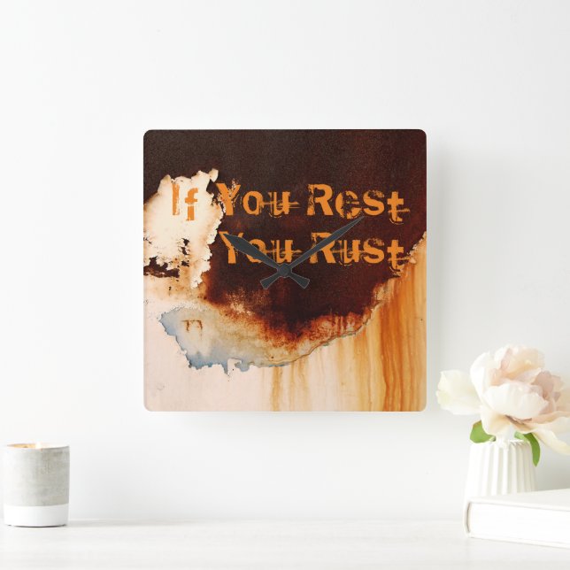 Customizable Rust Art Cool Fun Unique  Square Wall Clock (Home)