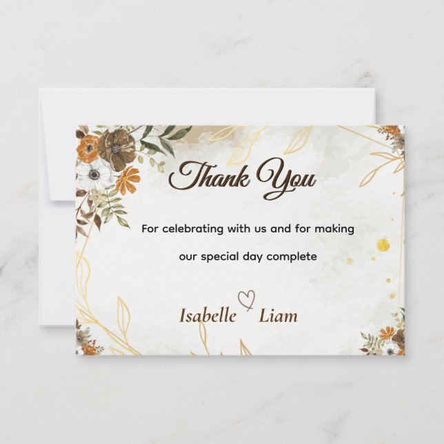 Customizable Rustic Boho Fall Thank You Card (Front)