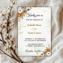 Customizable Rustic Boho Fall Wedding Invitation
