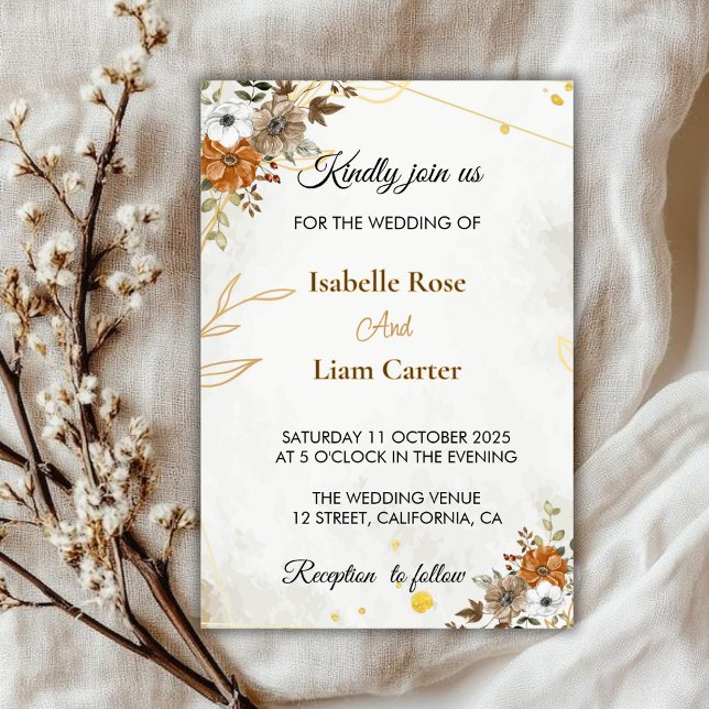 Customizable Rustic Boho Fall  Wedding Invitation  (Creator Uploaded)