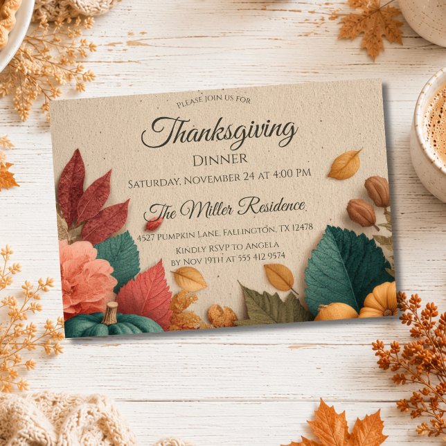 Customizable Rustic Fall Thanksgiving Invitation (Creator Uploaded)
