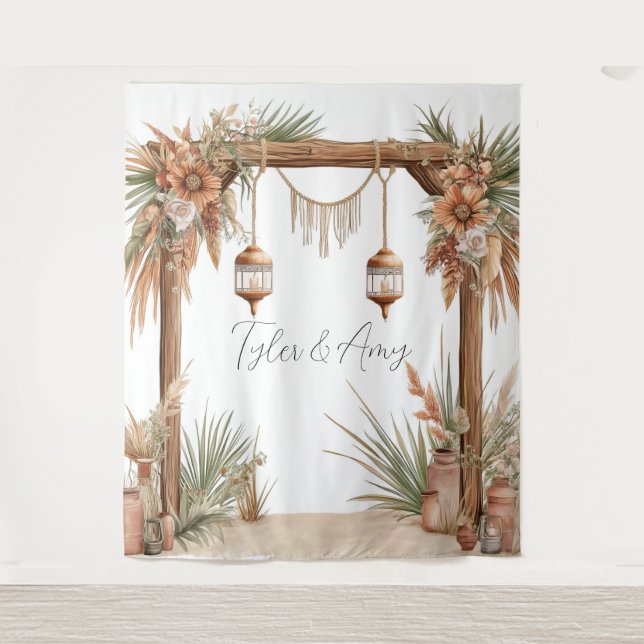 Customizable Rustic Floral Arch Wedding Backdrop (Front)